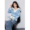 French Style Knit Sweater for Women Color-Blocking Stitched, Long Sleeve Casual Wear
