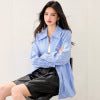 French Lazy Style Stripe Shirt Women Casual Loose Commute Vintage Style Unique Blouse
