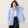 French Lazy Style Stripe Shirt Women Casual Loose Commute Vintage Style Unique Blouse